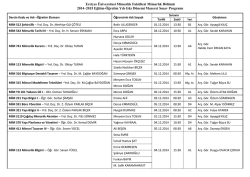 2014-2015 G&uuml;ze D&ouml;nemi Mazeret Sınav Programı