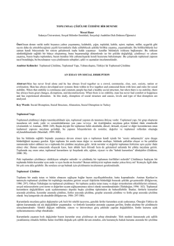 TOPLUMSAL &Ccedil;&Ouml;Z&Uuml;LME &Uuml;ZERİNE BİR DENEME Mesut Hazır