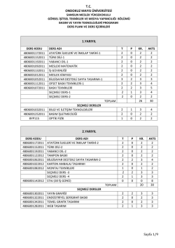 Ders Dağılım &Ccedil;izelgesi ve Ders İ&ccedil;erikleri