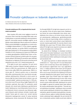 Premat&uuml;r ejak&uuml;lasyon ve tedavide dapoksetinin yeri