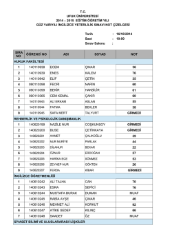 T.C. UFUK &Uuml;NİVERSİTESİ 2014 &ndash; 2015 EĞİTİM &Ouml;ĞRETİM YILI G&Uuml;Z