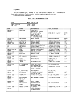 10. Sınıflar Veli Toplantı Tarihleri