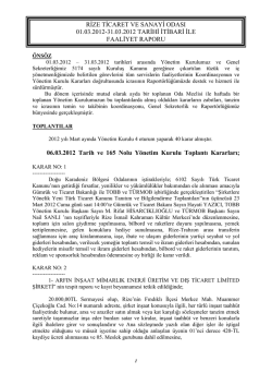 Mart Faaliyet Raporu - Rize Ticaret ve Sanayi Odası