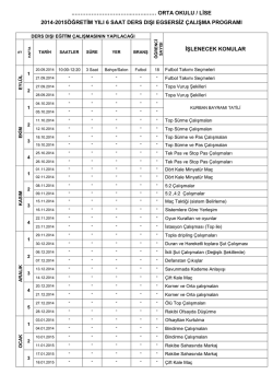 orta okulu / lise 2014-2015&ouml;ğretim yılı 6 saat ders dışı
