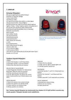 7. Sınıflar İhtiya&ccedil; Listesi