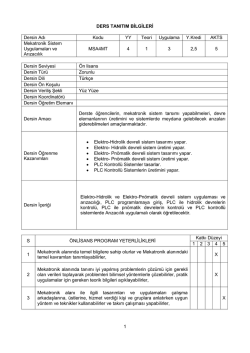 Mekatronik Sistem Uygulamaları ve Arızacılık