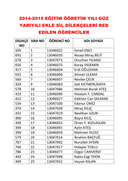 2014-2015 eğitim &ouml;ğretim yılı g&uuml;z yarıyılı ekle sil dilek&ccedil;eleri red