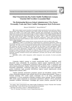 Okul Y&ouml;neticilerinin Beş Fakt&ouml;r Kişilik &Ouml;zellikleriyle &Ccedil;atışma