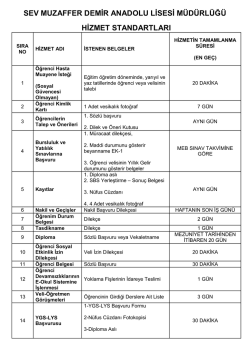 sev muzaffer demġr anadolu lġsesġ müdürlüğü hġzmet standartları
