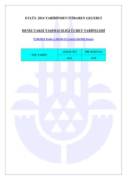 eyl&uuml;l 2014 tarihinden itibaren ge&ccedil;erli deniz taksi taşımacılığı &uuml;cret