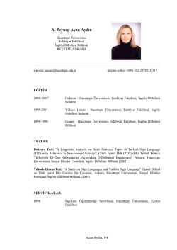 A. Zeynep A&ccedil;an Aydın - İngiliz Dilbilimi B&ouml;l&uuml;m&uuml;