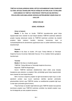 TÜBİTAK Kaynaklarından Genel Bütçe Kapsamındaki Kamu