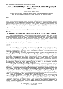 satın alma s&uuml;reci i&ccedil;in moora metodu ile tedarik&ccedil;i