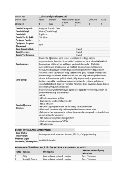 Dersin Adı LOJİSTİK BİLİŞİM SİSTEMLERİ