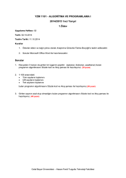 YZM 1101 - ALGORİTMA VE PROGRAMLAMA I