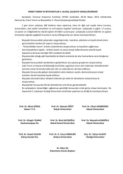 Sonuç Bildirgesi - Enerji Tarımı ve Biyoyakıtlar 4. Ulusal Çalıştayı 28