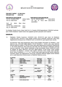 27/08/2014 Tıp Fak&uuml;ltesi Y&ouml;netim Kurulu Kararı