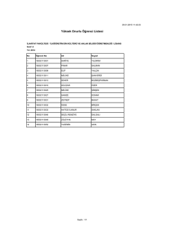 Y&uuml;ksek Onurlu &Ouml;ğrenci Listesi - Bozok &Uuml;niversitesi | İlahiyat Fak&uuml;ltesi
