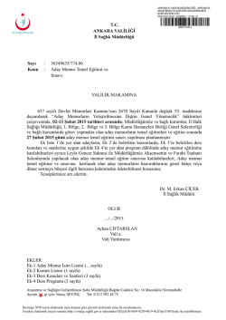 T.C. ANKARA VALİLİĞİ İl Sağlık M&uuml;d&uuml;rl&uuml;ğ&uuml; Sayı : 56349635/774.06