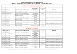 2014-2015 akademik yılı bahar döneminde merkezi yerleşme