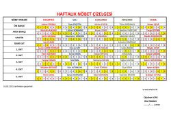 haftalık n&ouml;bet &ccedil;izelgesi