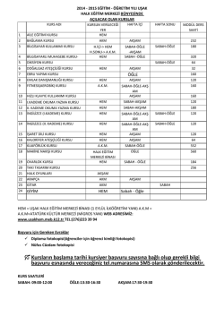 Kursların başlama tarihi kursiyer başvuru sayısına bağlı olup gerekli