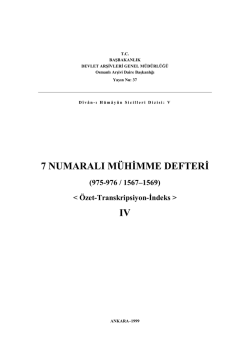 7 NUMARALI MÜHĠMME DEFTERĠ IV
