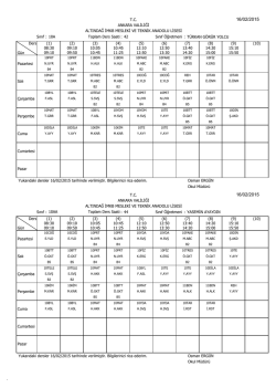 Sınıfların haftalık ders programı