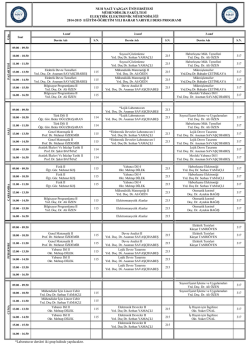 Elektrik-Elektronik M&uuml;hendisliği B&ouml;l&uuml;m&uuml; Ders Programı