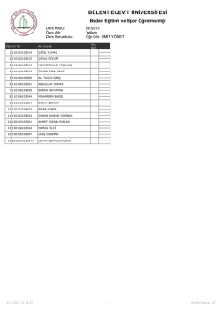Şube 1 - B&uuml;lent Ecevit &Uuml;niversitesi Beden Eğitimi ve Spor Y&uuml;ksek