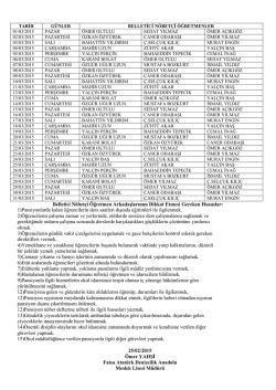Belletici N&ouml;bet&ccedil;i &Ouml;ğretmen Arkadaşlarımın Dikkat Etmesi Gereken