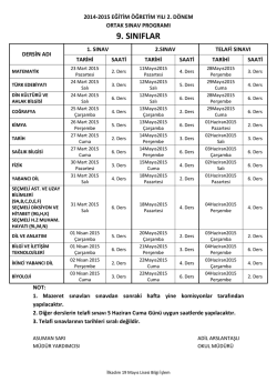 2014-2015 2. d&ouml;nem ortak sınav programı