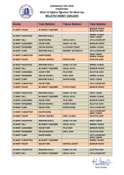 Mart Ayına ait Belletici &Ouml;ğretmen N&ouml;bet &Ccedil;izelgesine Ulaşmak İ&ccedil;in