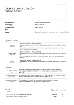 Yrd. Do&ccedil;. Dr. Dilek &Ouml;ZDEMİR G&Uuml;NG&Ouml;R