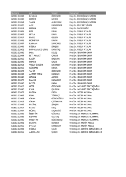 Numara Ad Soyad Danışman G0902.02032 BENG&Uuml;L &Ouml;ZDEMİR