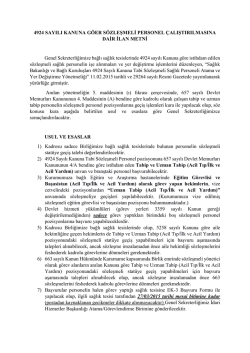 4924 SAYILI KANUNA G&Ouml;ER S&Ouml;ZLEŞMELİ PERSONEL