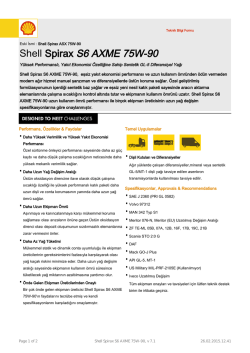 Page 1 Teknik Bilgi Formu Eski İsmi : Shell Spirax ASX 75W