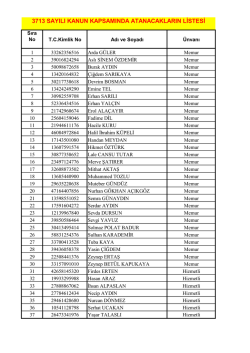 3713 sayılı kanun kapsamında atanacakların listesi