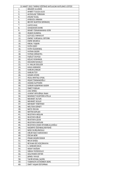 21 Mart 2015 tarihli Eğitim Katılımcı Listesi