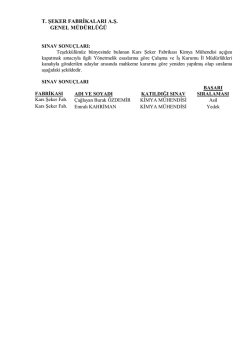 Kars Şeker Fabrikası Kimya M&uuml;hendisi Sınav Sonu&ccedil;ları