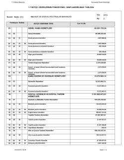 1.7 B&uuml;t&ccedil;e Giderlerinin Fonsiyonel Sınıf Tablosu