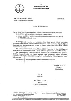 Okul M&uuml;d&uuml;rleri Toplantısı - Aksaray Milli Eğitim M&uuml;d&uuml;rl&uuml;ğ&uuml;