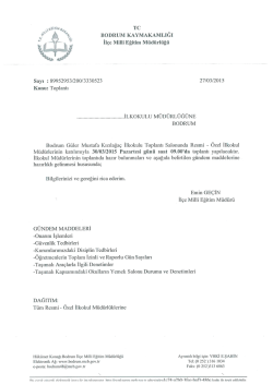 Tc BODRUM KAYMAKAMLIĞI İlçe Miııi Eğitim Müdürlüğü