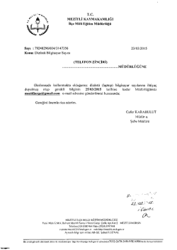 İl&ccedil;e Milli Eğitim M&uuml;d&uuml;rl&uuml;ğ&uuml; Yazısı