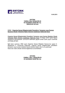 Organize Sanayi B&ouml;lgelerindeki Par