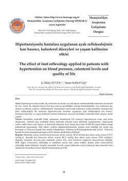 Hipertansiyonlu hastalara uygulanan ayak refleksolojinin kan