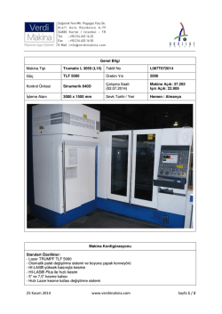 PuLsED DYE LASER - DYE ı&lsaquo;ıT TEKNiK şARTNAMEsi