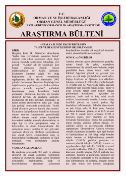 Antalya İlinde Ekoturistlerin Talep Ve Beklentilerinin Belirlenmesi