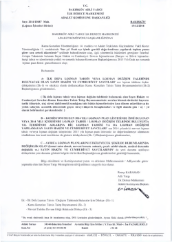 2015 Yılı Hakim ve Cumhuriyet Savcısı Lojman Başvurusu Hakkında