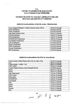 2014 Yılı Asgari Fiyat Tarifesi